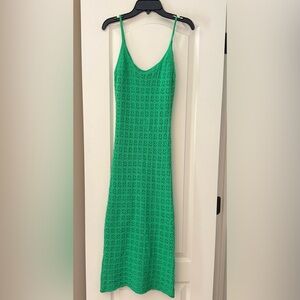 VICI Green Crochet Knit Maxi Dress